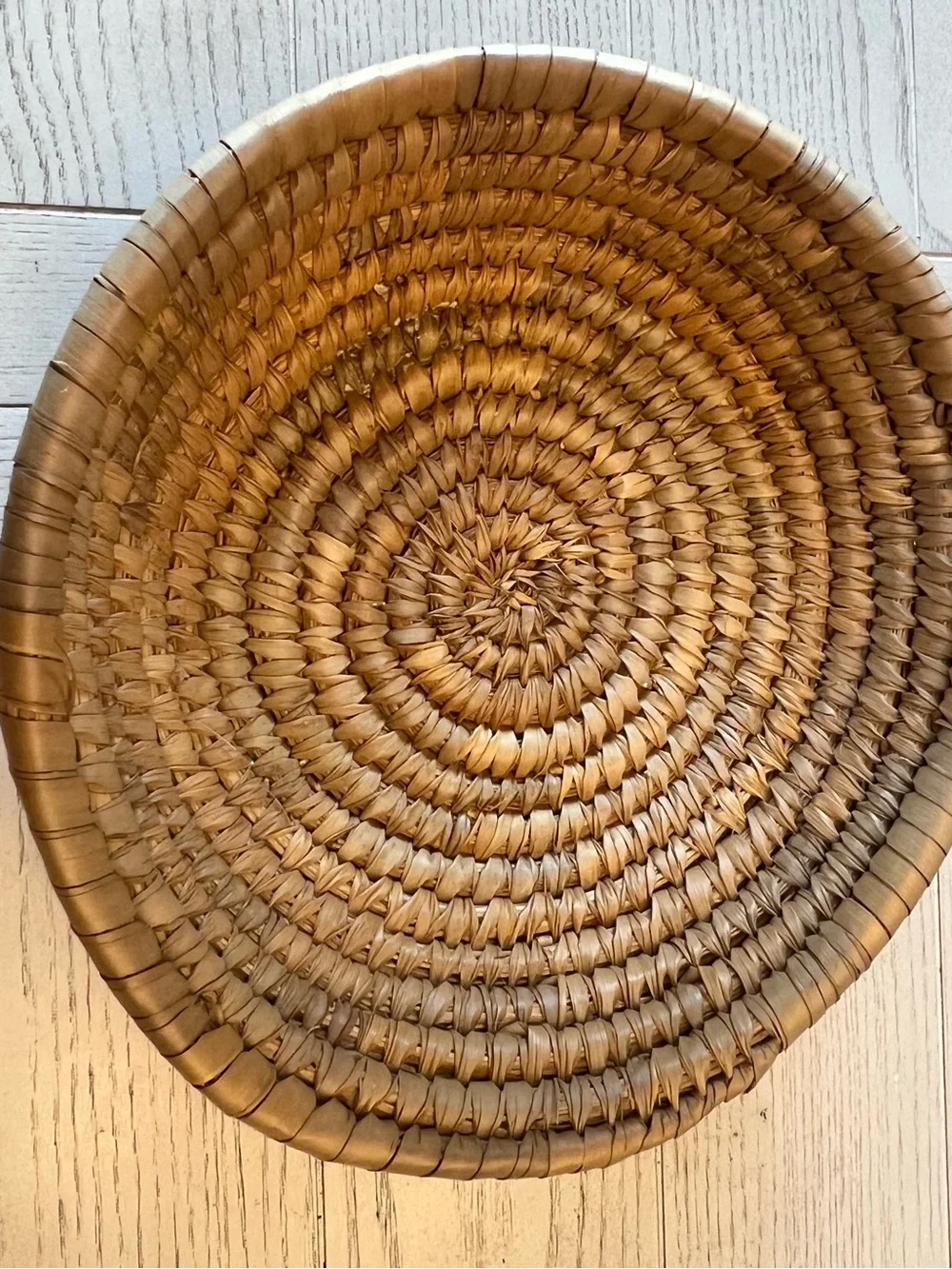 Handwoven Coiled Natural Brown Decorative Basket Wallhanging - 10”
